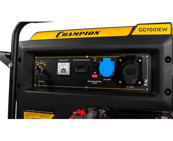 Генератор Champion GG7001EW (6,8/7,5кВт OHV 17лс 25л 88кг эл.старт колеса) – изображение 5