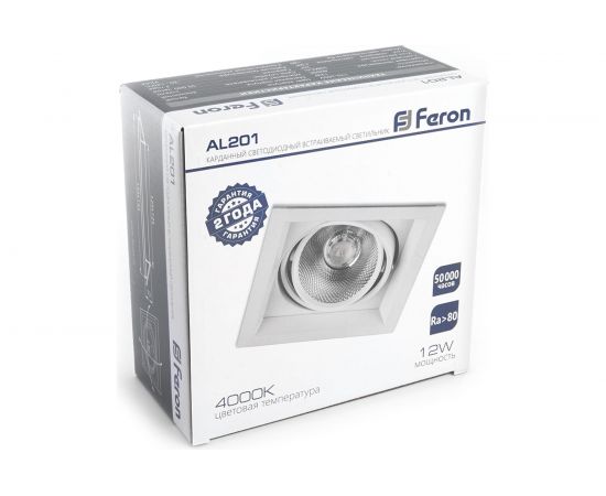Карданный светодиодный светильник FERON 1x12W 1080 Lm, 4000К, 35 градусов, белый, AL201 29773 – изображение 6