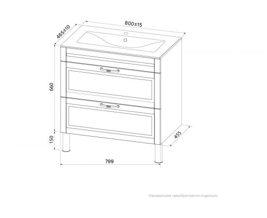 Напольная тумба с умывальником IDDIS Oxford 80 см, белая OXF80W0i95K – изображение 7