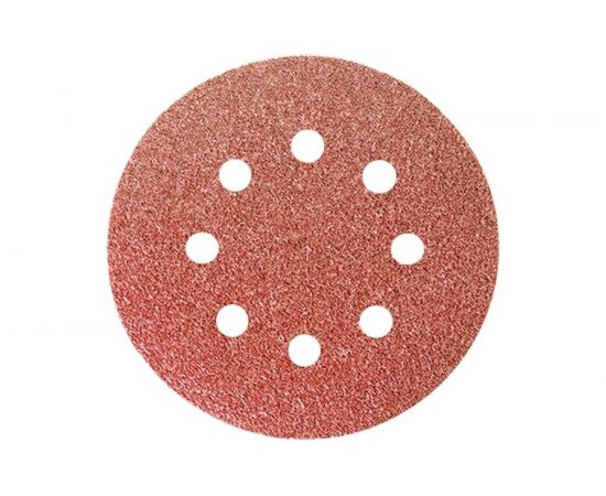 Круг абразивный на ворсовой подложке под липучку (5 шт; 125 мм; P150; 8 отв) MATRIX 73807 