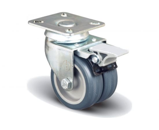 Колесо аппаратное сдвоенное поворотное с тормозом 50 мм MFK-TORG ET01 MKT 50 F 