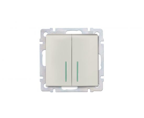 Проходной выключатель Smartbuy 2-клавишный с индикатором 10А бежевый Нептун SBE-05i-10-SW22-1 