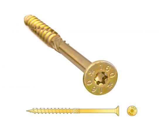 Шуруп Rusconnect CS 05090 с/нарез. д/дерева, потай, 5х90, 200 шт. Желтый цинк 310509i – изображение 2