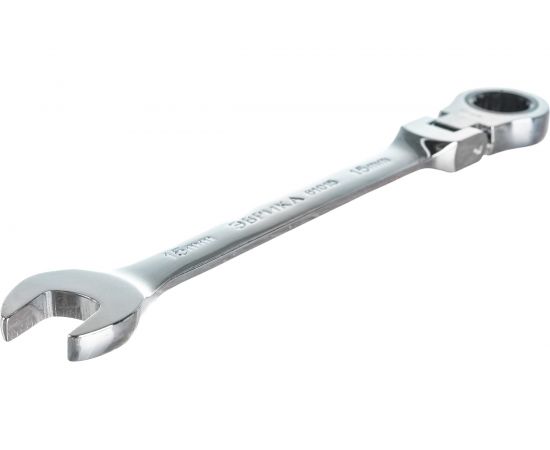 Комбинированный трещоточный шарнирный ключ 15мм на держателе ЭВРИКА ER-61015H – изображение 2