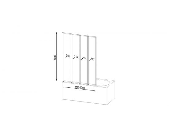 Шторка на борт ванны AM.PM Like 100х140, поворотно-складная W80BS-100-140CT – изображение 3