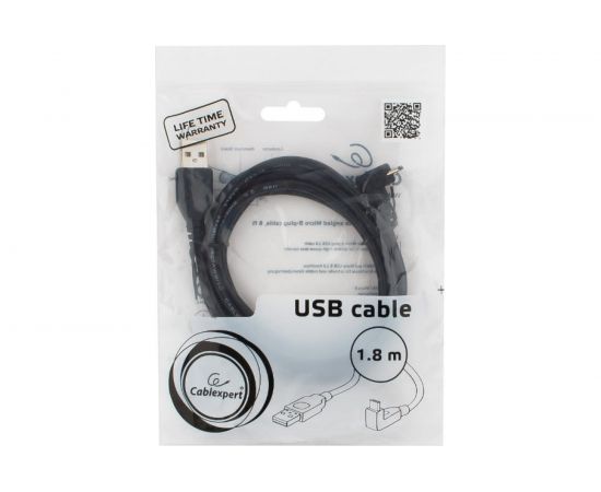 Кабель Cablexpert Pro USB 2.0 AM/micro-BM 5P, 1,8м, угловой, экран, черный CCP-mUSB2-AMBM90-6 – изображение 3