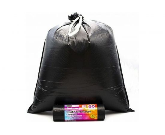Мешки для мусора DELUXE (10 шт; 60 л) черные МИРПАК 4650056200754 – изображение 3