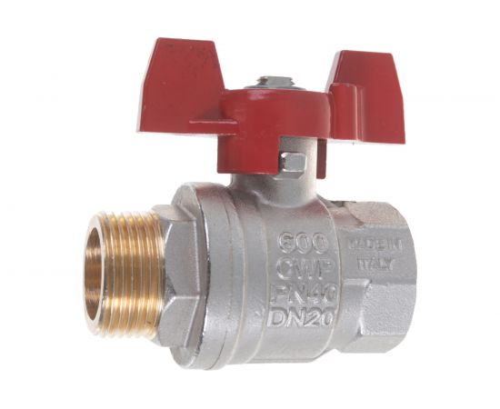 Шаровой кран RuB, 3/4" DN20 PN40, ВР-НР, серия MILANO (S.90), бабочка S90E26 – изображение 4