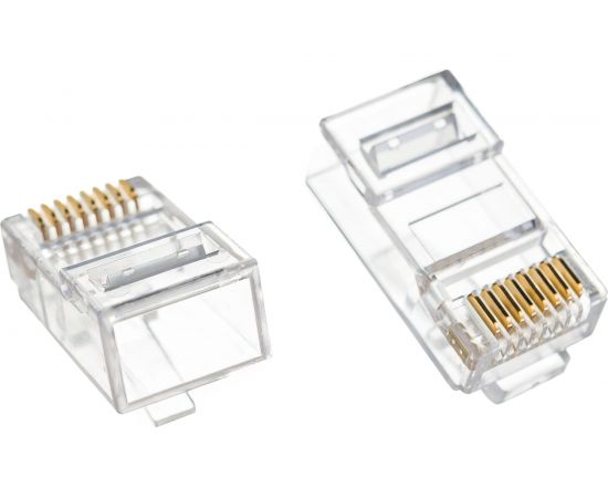Коннектор TWT RJ45 UTP 8P8C, универсальный, со вставкой, cat.6, 100 шт. PL45-8P8C-6V 