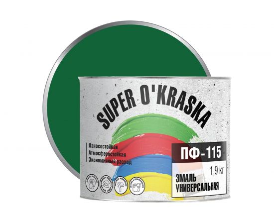 Эмаль super maler ПФ-115 Зеленый 1,9кг Лк-00005652 