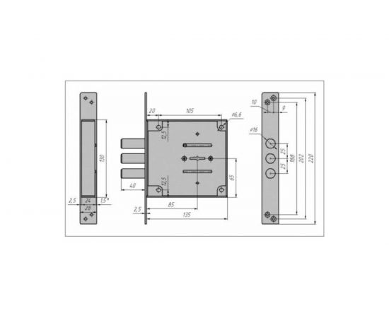 Врезной замок CERBER ЗВУ С1-В 114 полный комплект 2027 – изображение 2