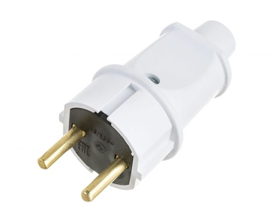 Штепсельная вилка SVET В16-006 без заземляющего контакта белая SV0924-0006 – изображение 2
