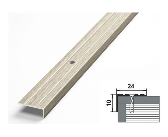 Порог угловой алюминиевый декоративный (24х10 мм, 1,8 м, Дуб беленый) ЛУКА УТ000003291 – изображение 2