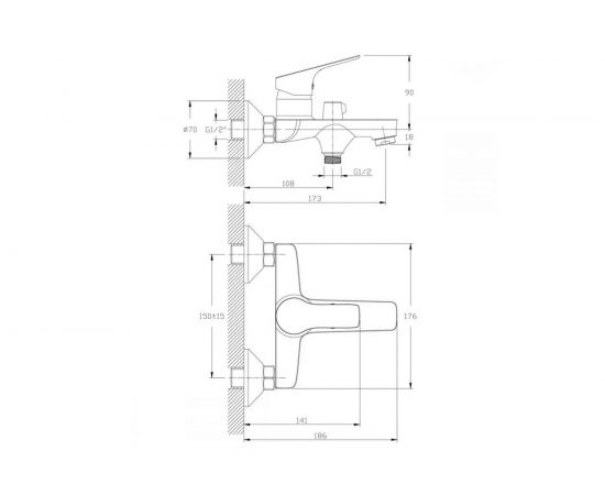 Смеситель для ванны Rossinka RS29-31 – изображение 2