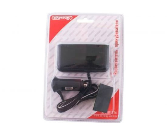 Разветвитель прикуривателя SKYWAY 2 гнезда + USB черный, предохранитель 10 А, USB 1 A S02301016 – изображение 2