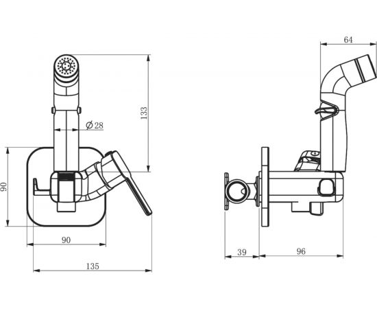 Встраиваемый смеситель c гигиеническим душем RUSH Capri CA1435-99 – изображение 2