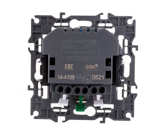 Розетка ЭРА Elegance 14410901, 2PE, 16A/250В, шторки, с 2xUSB 5В/3А, белый, 10/100/2000 Б0047867 – изображение 4