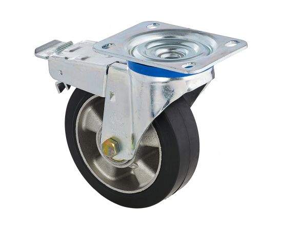 Колесо с вращающейся опорой, пластиной крепления и передним тормозом (160 мм; 300 кг) Tellure rota 727910 – изображение 4