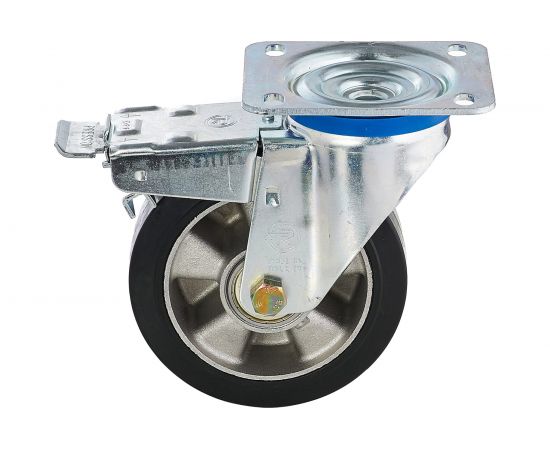 Колесо с вращающейся опорой, пластиной крепления и передним тормозом (160 мм; 300 кг) Tellure rota 727910 – изображение 5