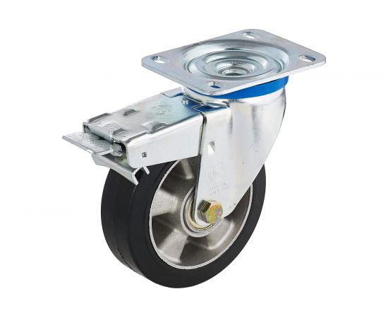 Колесо с вращающейся опорой, пластиной крепления и передним тормозом (160 мм; 300 кг) Tellure rota 727910 – изображение 6