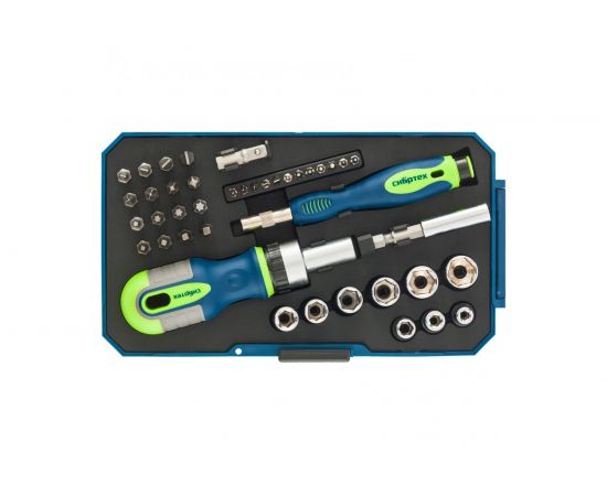 Отвертки реверсивные с набором бит и торцевыми головками, 41 шт. СИБРТЕХ 13338 