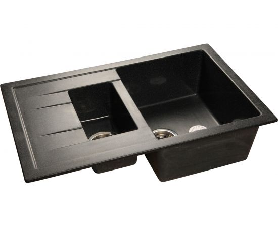Мойка GRANFEST QUADRO GF-Q--775KL мрамор, 1.5-чаши+крыло, 765х495 мм, черный Q-775 KL чер 