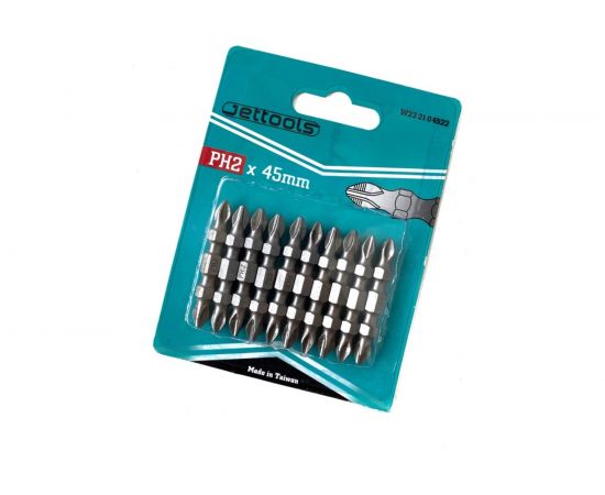 Насадки магнитные двусторонние для больших нагрузок (10 шт; 45 мм; PH2xPH2) Jettools W2-21-04522 