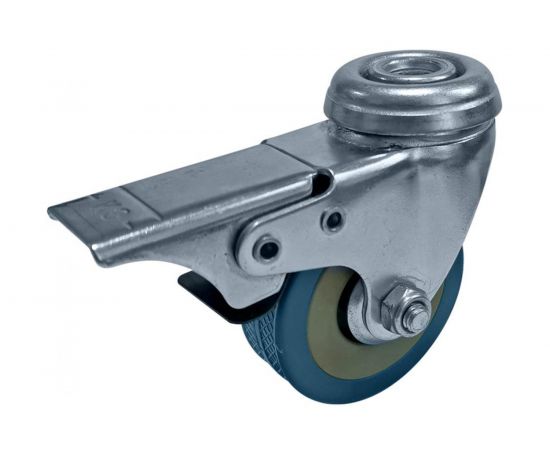 Колесо серая резина под болт отверстие 12 мм с тормозом SCHGB42 100 мм MFK-TORG 3057100 