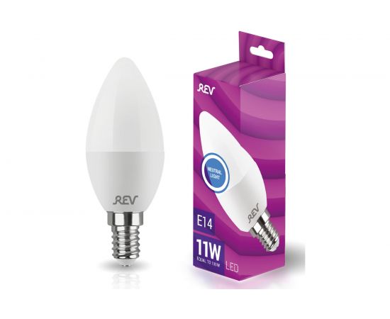 Светодиодная лампа REV, C37, Е14, 11W, 4000K, нейтральный свет, 32511 6 