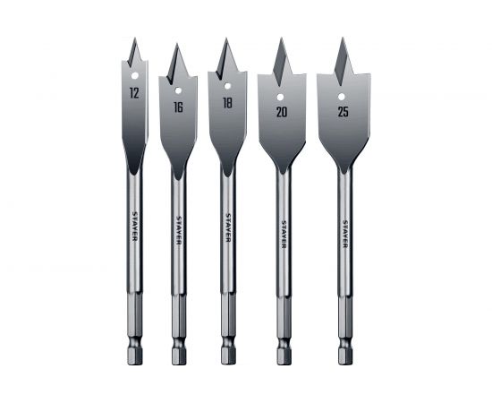 Набор сверл перовых по дереву Flat (5 шт; 12-16-18-20-25 мм) STAYER 2950-H5 
