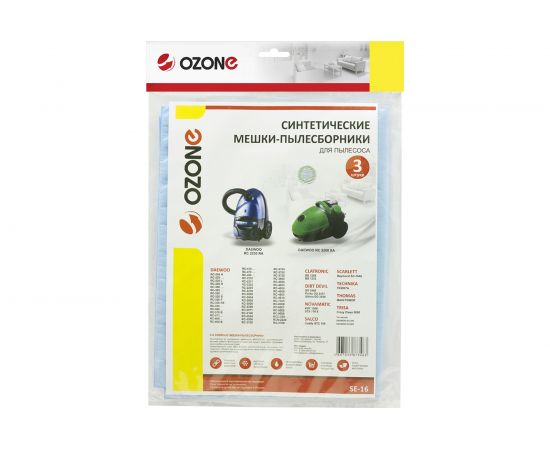 Мешки-пылесборники синтетические для пылесосов DAEWOO (3 шт.) OZONE SE-16 – изображение 2