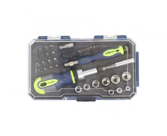 Отвертки реверсивные с набором бит и торцевыми головками, 41 шт. СИБРТЕХ 13338 – изображение 3