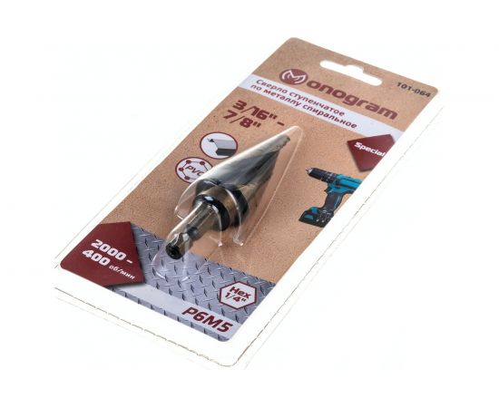 Сверло ступенчатое Special (3/16"" - 7/8""; 12 ступеней; Р6М5) Monogram 101-064 – изображение 3