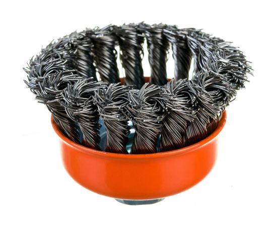 Щетка чашка (75 мм; М14Х2; крученая металлическая проволока 0.5 мм) для УШМ HARDEN 611512 – изображение 3