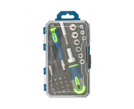 Отвертки реверсивные с набором бит и торцевыми головками, 41 шт. СИБРТЕХ 13338 – изображение 4