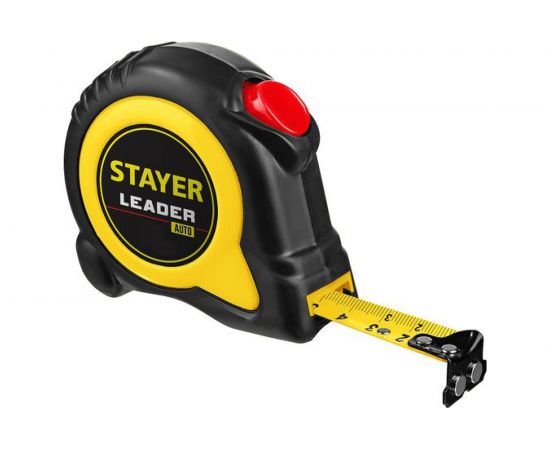 Рулетка Stayer LEADER 8м / 25мм с автостопом в ударостойком обрезиненном корпусе 3402-08-25_z01 