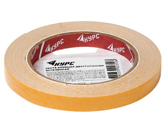 Монтажная клейкая лента на вспененной основе КУРС белая, 19мм х 10м 11788 
