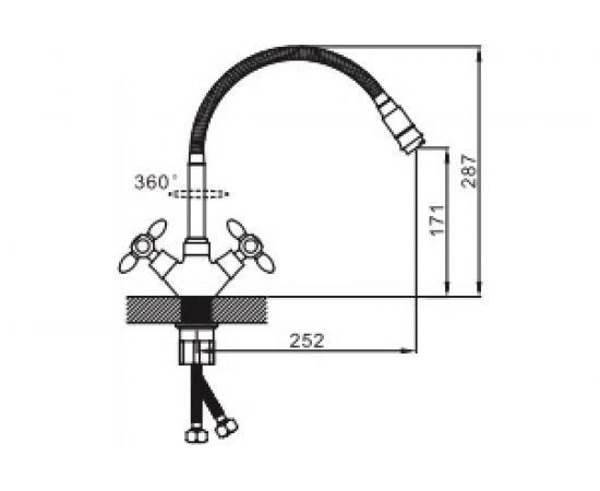 Смеситель для кухни Эверест с высоким изливом, крепление гайка B58-071D – изображение 2