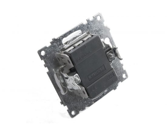 1-клавишный выключатель (механизм) STEKKER GLS10-7103-03, 250V, 10А, серия Катрин, серебро 39575 – изображение 3
