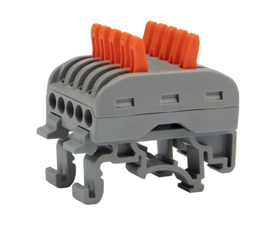 Проходная клемма REXANT с рычажком 5 полюсов 0,08-4 мм2 с крепление на DIN-рейку серая 20 шт 07-5236 – изображение 3