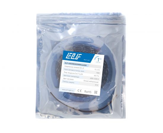 Светодиодная лента ELF 600SMD диодов 2835, 12В, 5м, белый нейтральный 4000-4500К – изображение 3