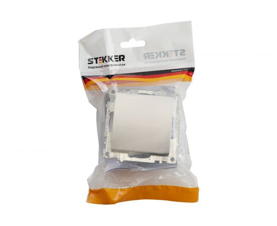 1-клавишный выключатель (механизм) STEKKER GLS10-7103-03, 250V, 10А, серия Катрин, серебро 39575 – изображение 4