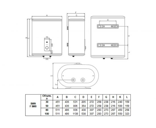 Накопительный водонагреватель TIMBERK нерж, 100 л, вертикальный 2000W сухой SWH FSM9 100 V – изображение 4