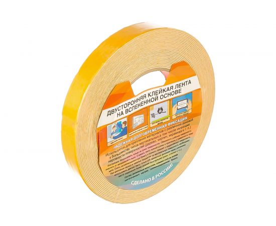 Монтажная клейкая лента на вспененной основе КУРС белая, 19мм х 10м 11788 – изображение 5