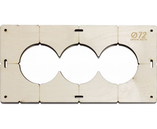 Шаблон для сверления подрозетников на 3 отверстия диаметром 72 мм, толщина фанеры 8 мм РОТОР 3shablon72 