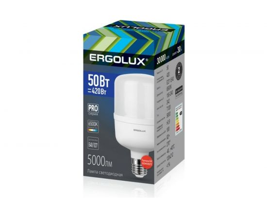 Светодиодная лампа Ergolux LED-HW-50W-E40-6K серия PRO 50Вт E27/E40 6500К 150-260В 14329 