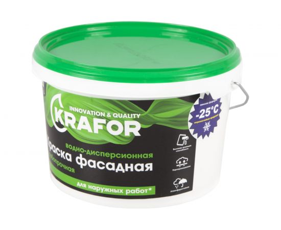 Водно-дисперсная фасадная особопрочная краска Krafor 3 кг 26948 