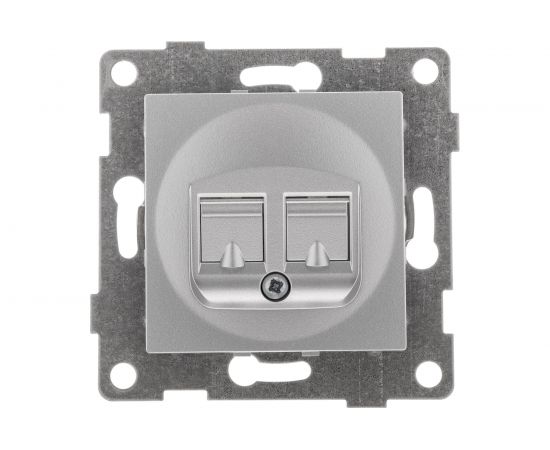 Механизм телефонной розетки GUSI ELECTRIC Ugra RJ12, двойной, СУ, серебро С11Т2-004 