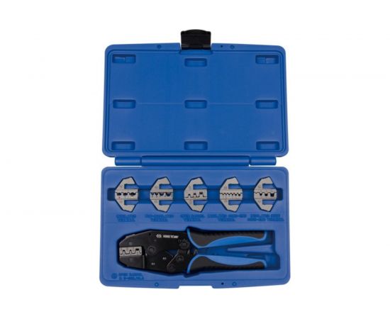 Храповичный кримпер для обжима изолированных наконечников (7 предметов, кейс) KING TONY 42107GX 