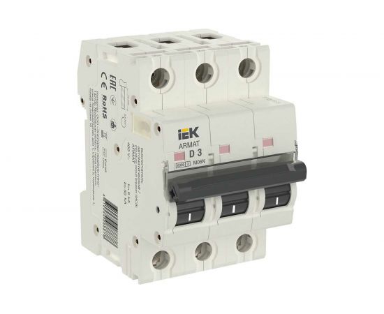 Автоматический выключатель IEK ARMAT M06N 3P D 3А AR-M06N-3-D003 